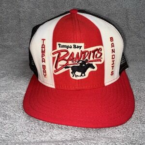 Tampa Bay Bandits USFL Snap Back Hat AJD vintage USA Made Size L  80'S ERA